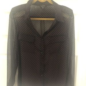 GIANETTA BUTTON DOWN MICRO DOTS BLOUSE SZ M